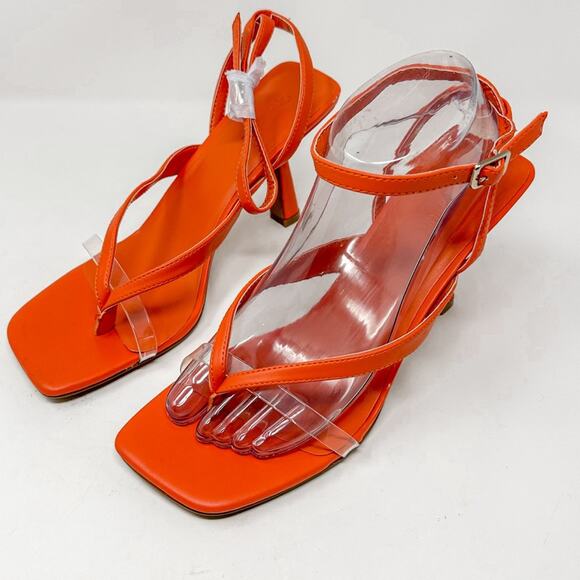 NEW Open Edit Addison Bright Orange Ankle Strap Sandal, NEW, Size 9, MSRP $69 - Picture 5 of 15